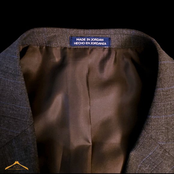 Stafford Washable Wool Suit - 50R/44, Gray w/Blue Pinstripes, NWT - Picture 9 of 14